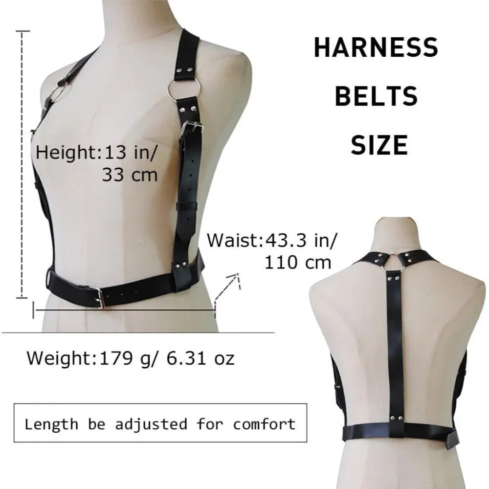 Women Leather Harness Belt Goth Plus Size Adjustable Body Strap Accessory